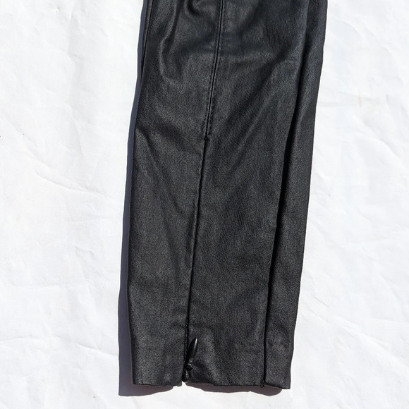 Zara Vegan Leather Black Pants with Zip Up Front Ankles - Size Small - Picture 3 of 9